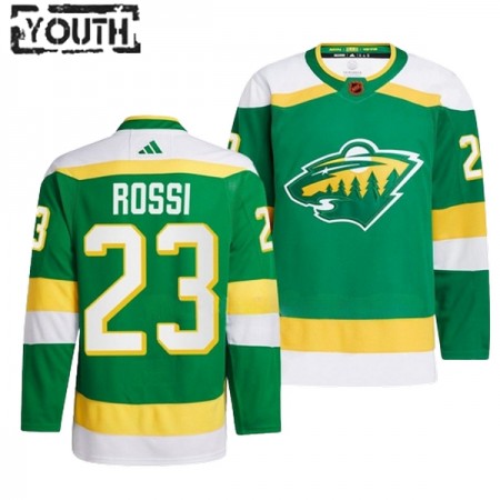 Lasten NHL Minnesota Wild Pelipaita Marco Rossi 23 Reverse Retro 2.0 Adidas 2022-23 Vihreä Authentic